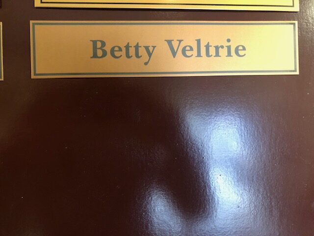 Betty's plaque on the museum Board of Distinction.